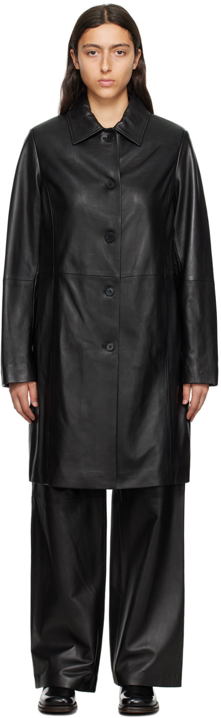 Black Uvon Leather Coat