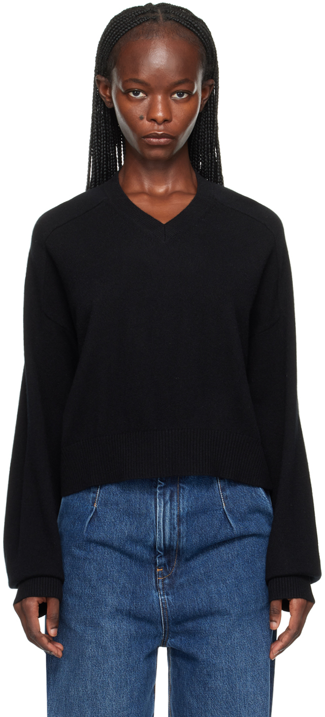 Loulou Studio Emsalo V Neck Cashmere Sweater In Black