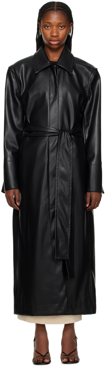 Black Classico Trench Faux-Leather Coat