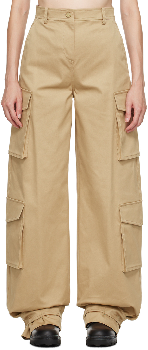 Shop Valentino Khaki Adjustable Trousers In 0bg Beige