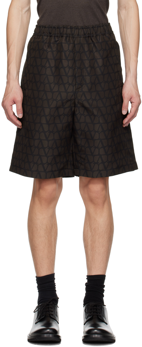 Valentino Brown Printed Shorts In Myw St. Toile Iconog