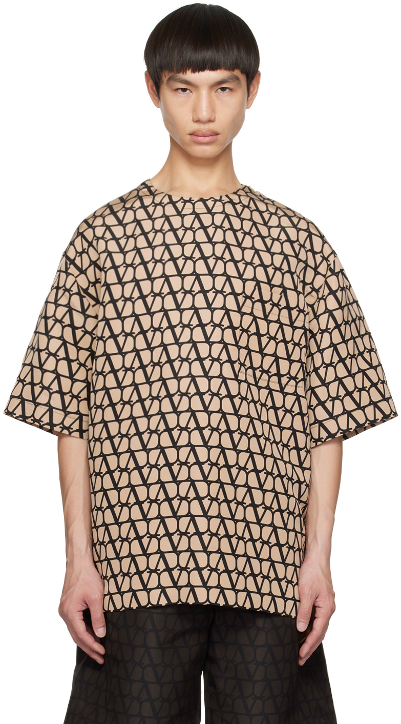 Valentino Beige Printed T-shirt In St. Toile Iconograph