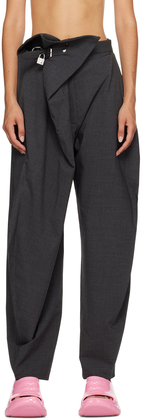 JW Anderson Women's Padlock Strap Fold Over Trousers - Black - Size 10 - Fall Sale