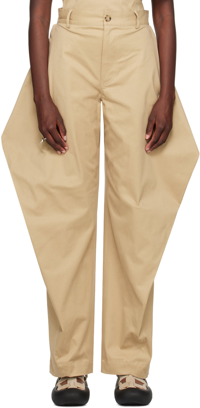 Shop Jw Anderson Beige Kite Trousers In 130 Flax