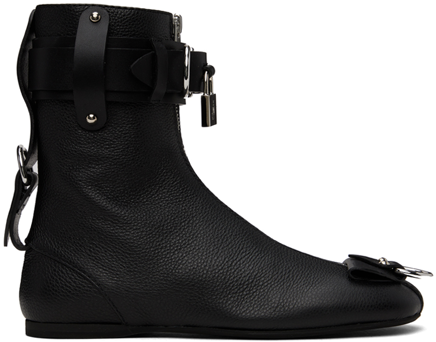 JW ANDERSON BLACK PADLOCK ANKLE BOOTS