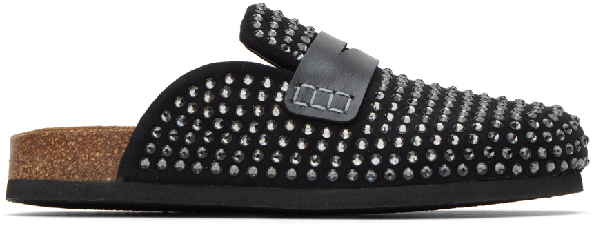 Shop Jw Anderson Black Crystal Loafers In 001 Black