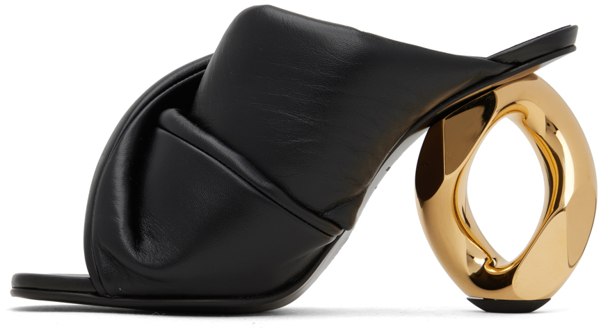 Jw Anderson J. W.anderson Leather Chain Mules With Statement Heel 8 Cm In 001 Black