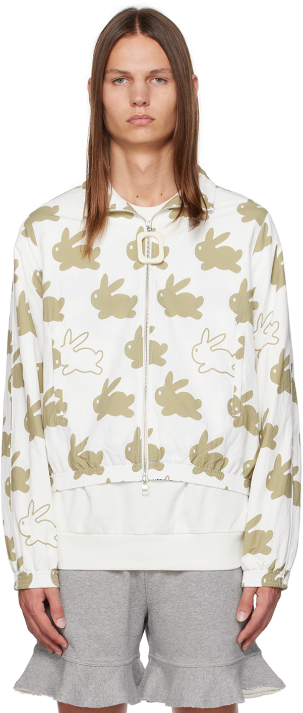 JW ANDERSON WHITE & BROWN ALL OVER BUNNY TRACK JACKET