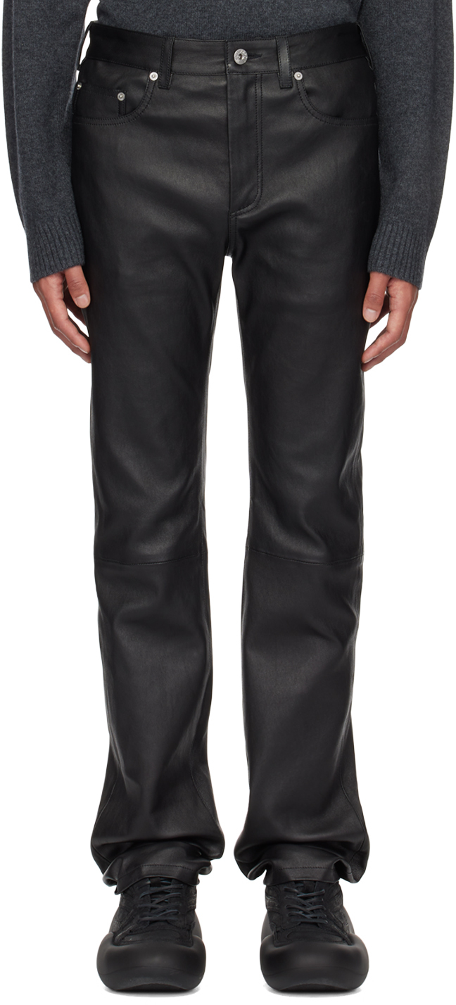 Black Slim-Fit Leather Pants