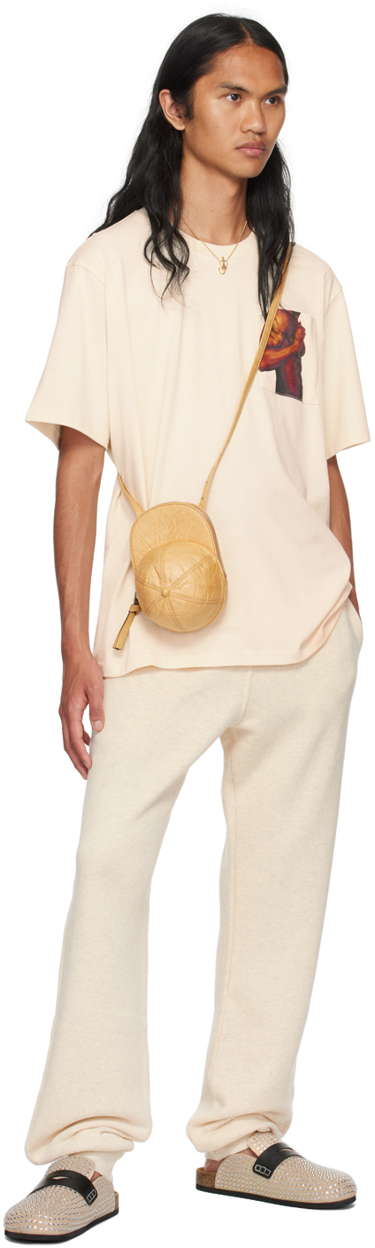 Jw Anderson Off-white Drawstring Sweatpants In 161 Oatmeal Melange