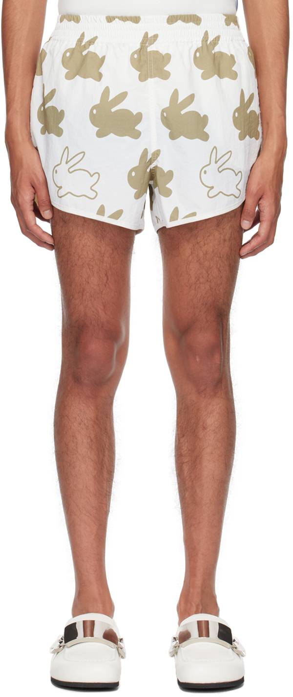 White & Khaki All Over Bunny Shorts