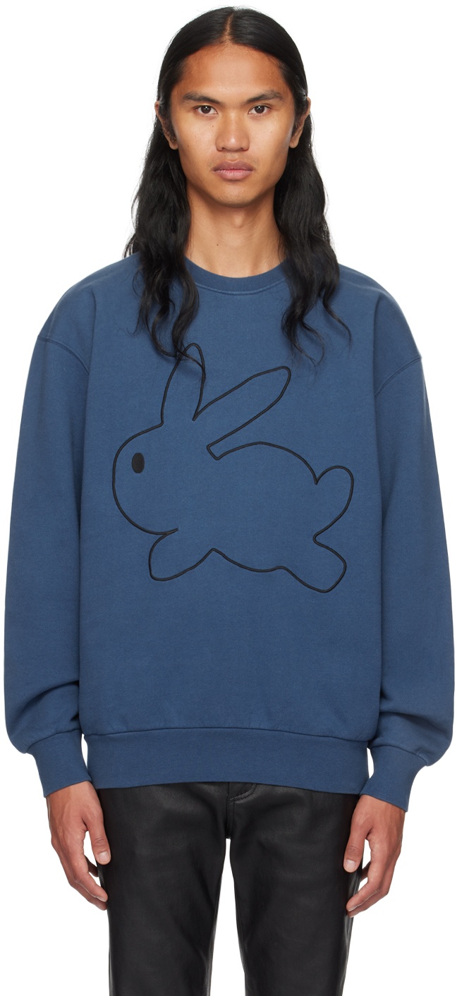 Shop Jw Anderson Blue Bunny Sweatshirt In 888 Navy