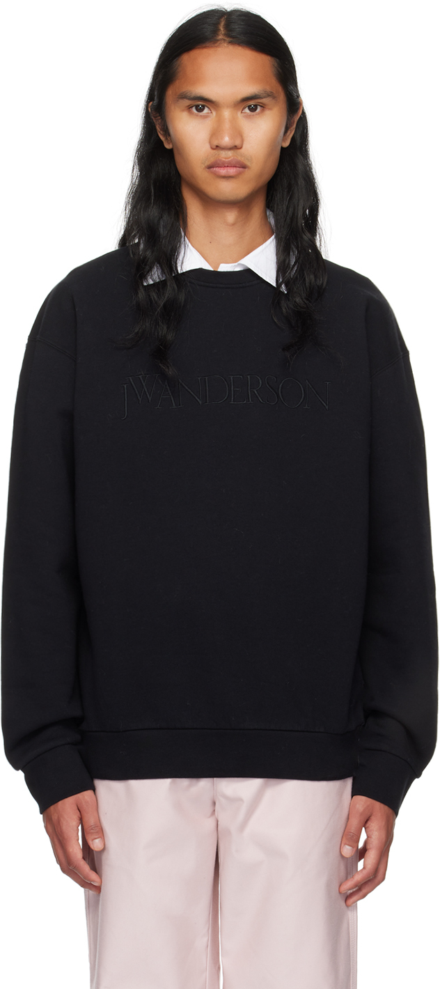 Shop Jw Anderson Black Embroidered Sweatshirt In 999 Black