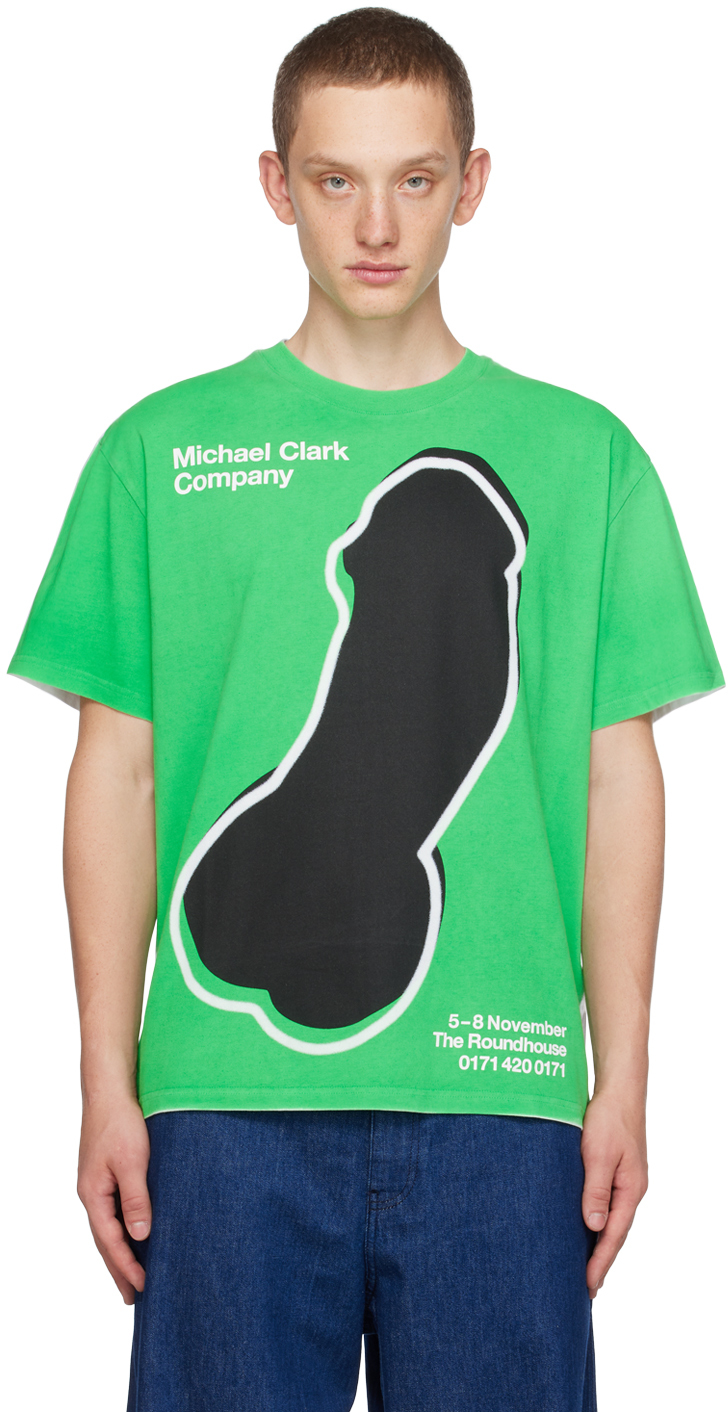 Shop Jw Anderson White & Green Michael Clark Edition T-shirt In 500 Green