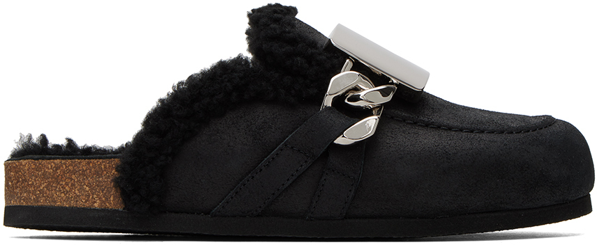 Shop Jw Anderson Black Gourmet Chain Loafers In 18010-001-black