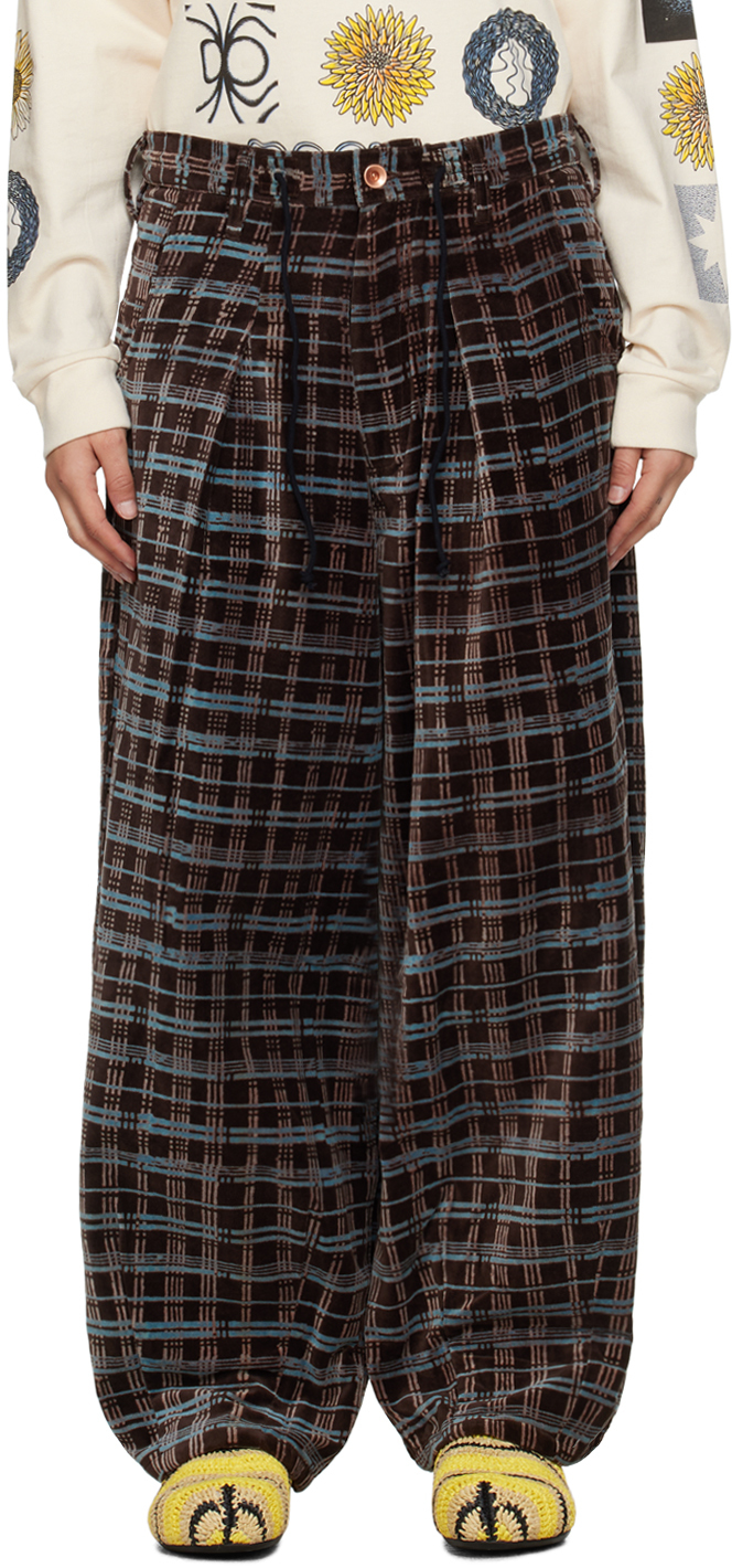 Story Mfg. Brown Lush Trousers In Mountain Grid