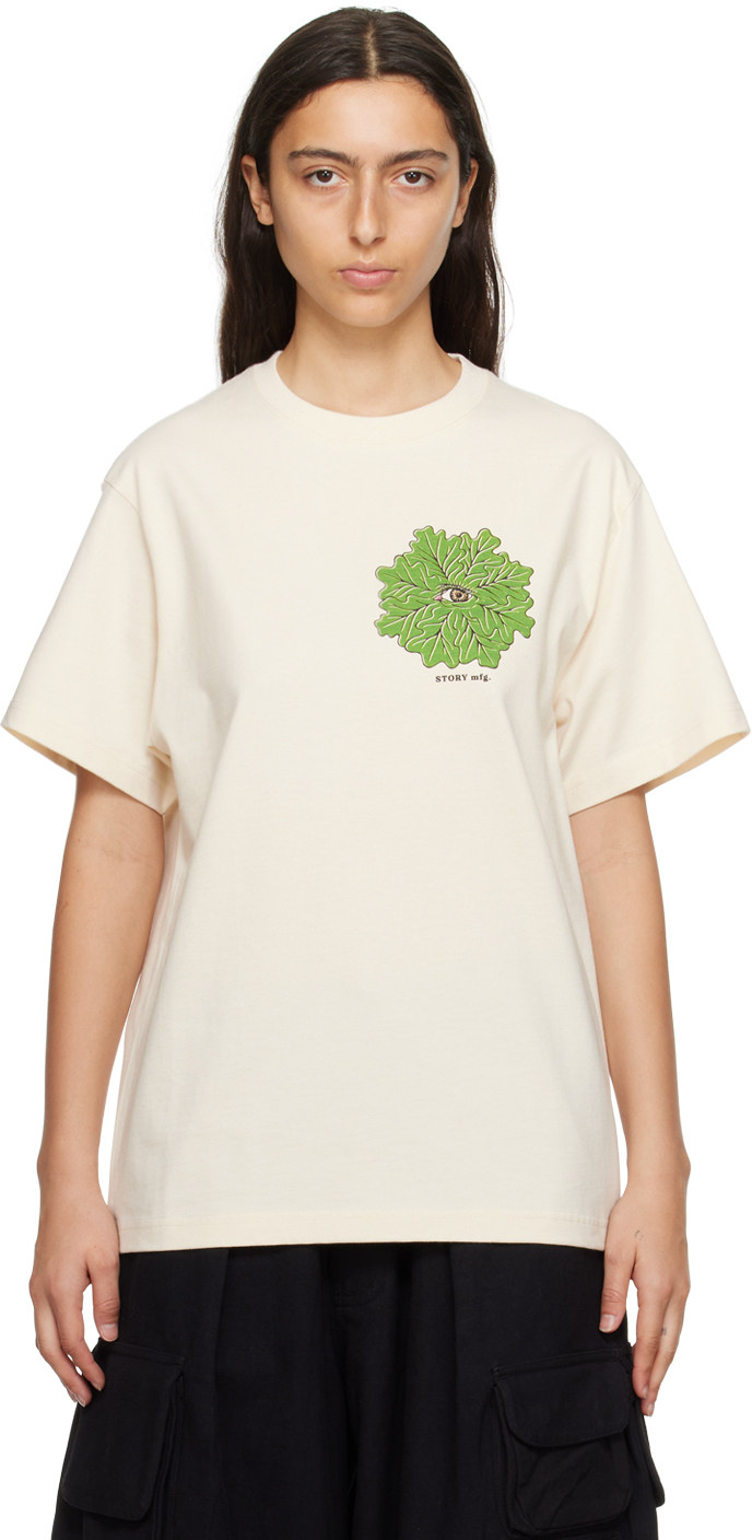 Story Mfg. Off-white Grateful T-shirt In Speaking Tree