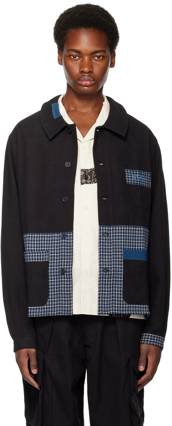 Story Mfg. Scarecrow Patchwork Cotton Jacket In Black