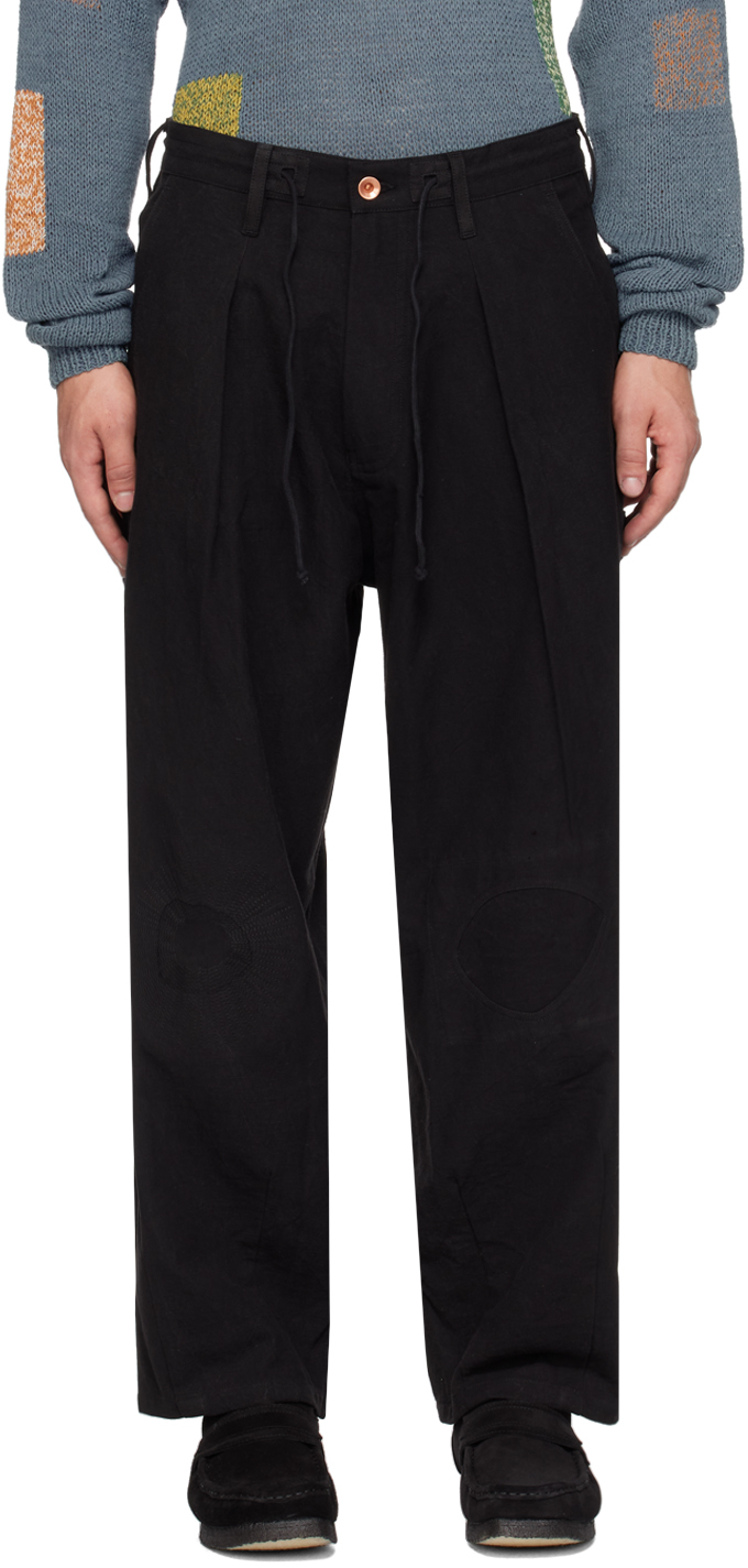 Story Mfg. Black Lush Trousers In Scarecrow