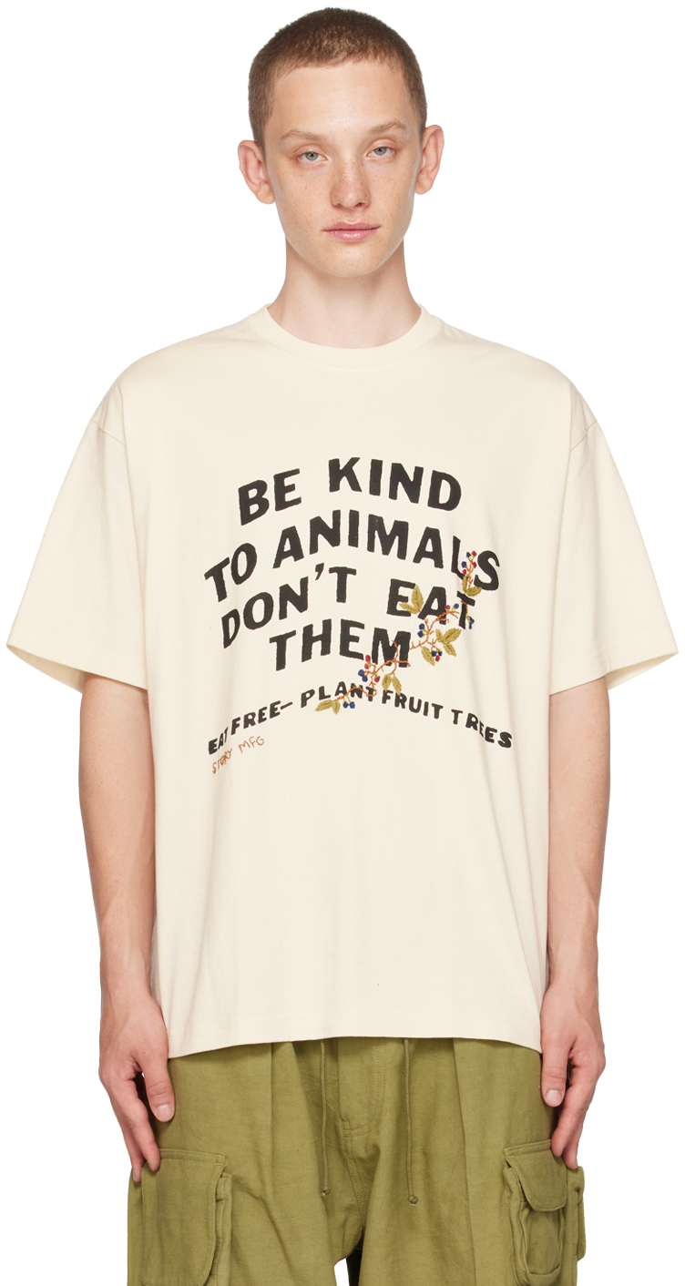 Shop Story Mfg. Beige Grateful T-shirt In Be Kind