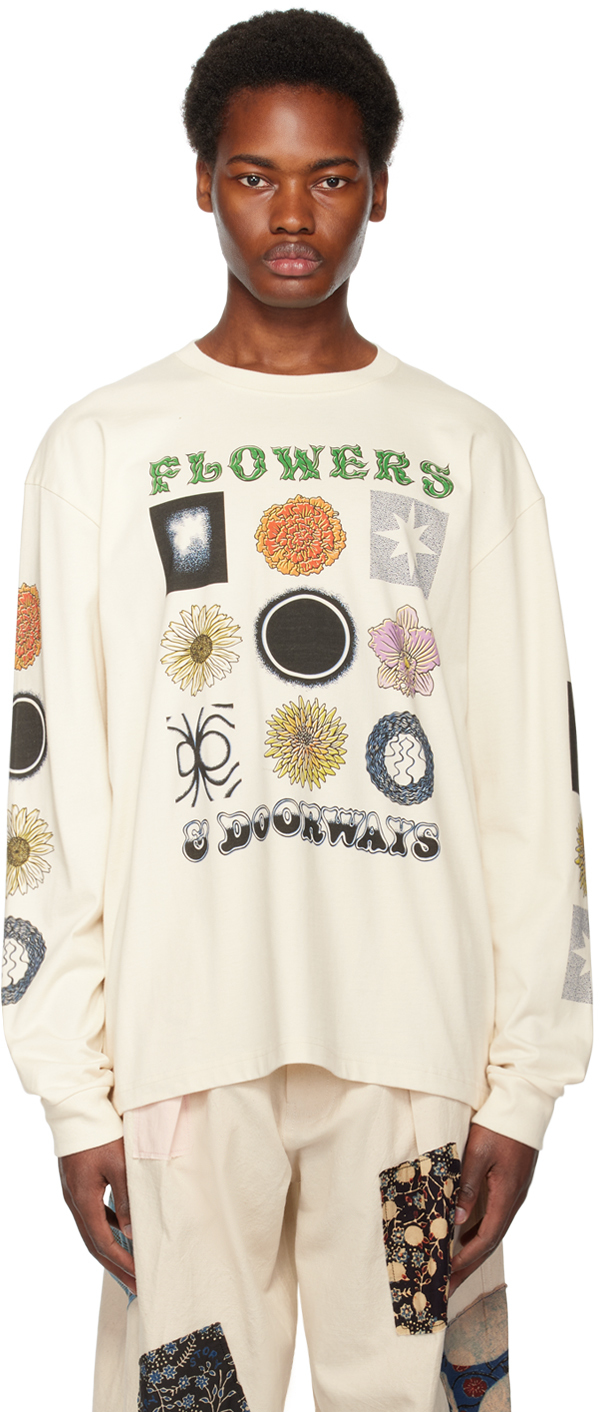 Story Mfg. Story Mfg Mens Ecru Grateful Graphic-print Organic-cotton T-shirt
