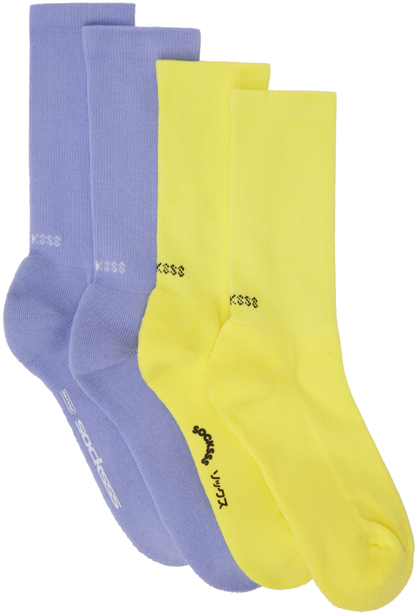 SOCKSSS: Two-Pack Yellow & Blue Socks | SSENSE