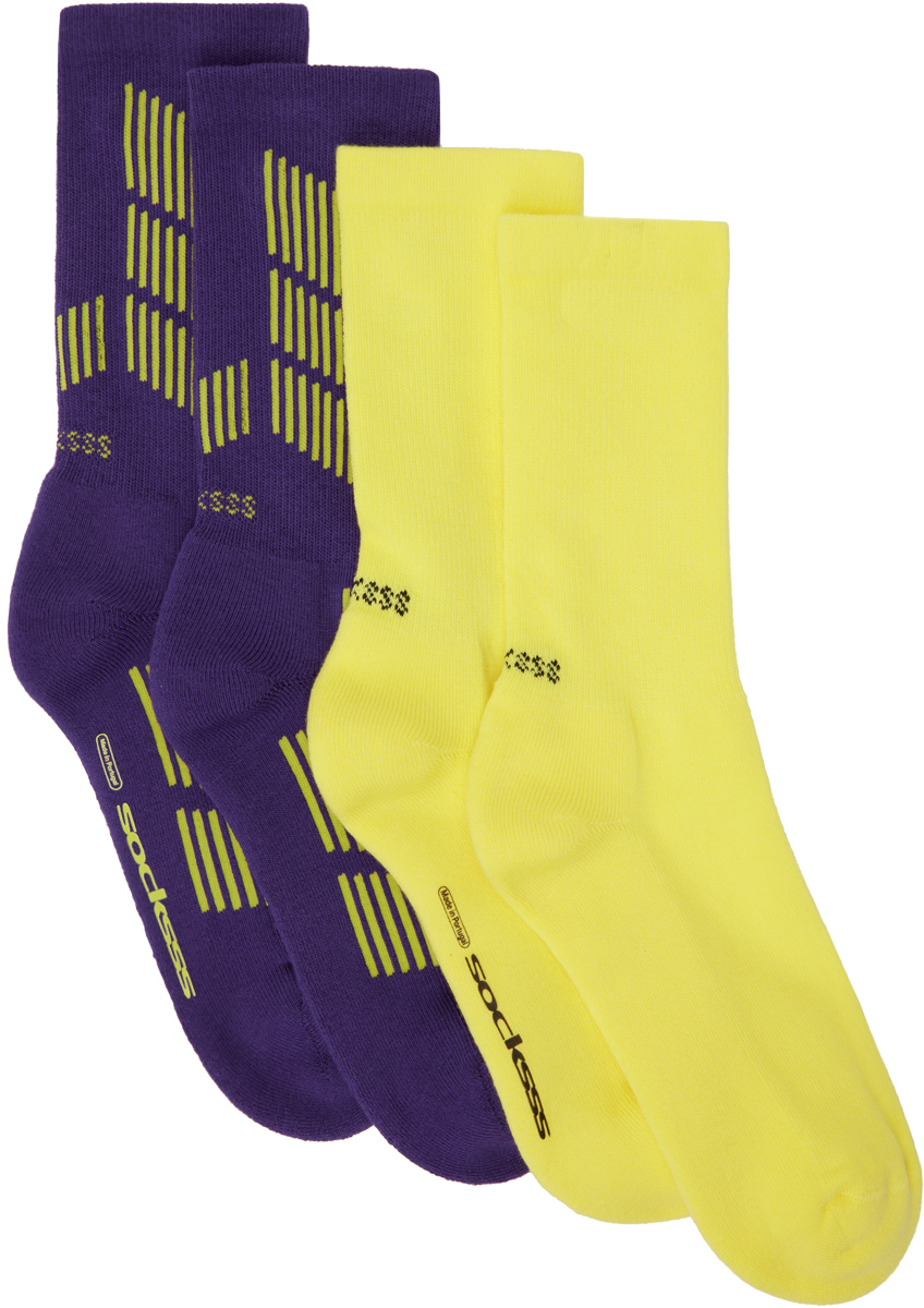 Two-Pack Purple & Yellow Socks