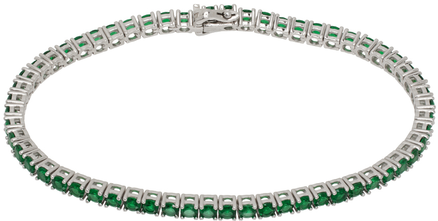 Silver & Green Tennis Bracelet