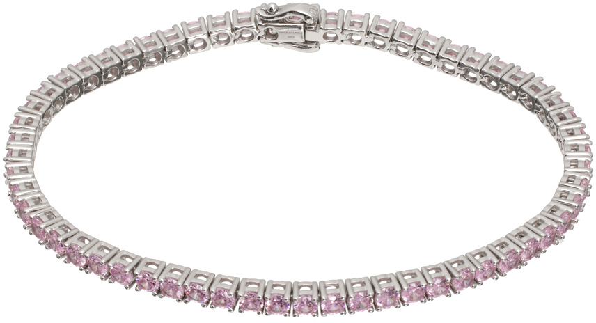 Silver & Pink Tennis Bracelet