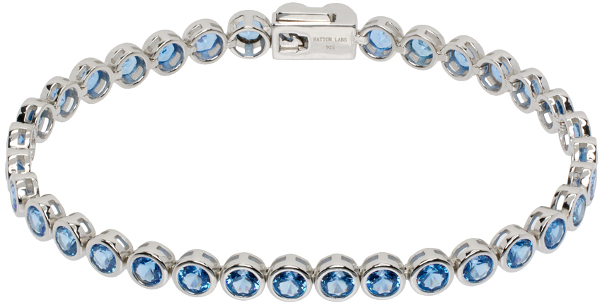 Hatton Labs Silver & Blue Round Tennis Bracelet In Silver/ Aqua