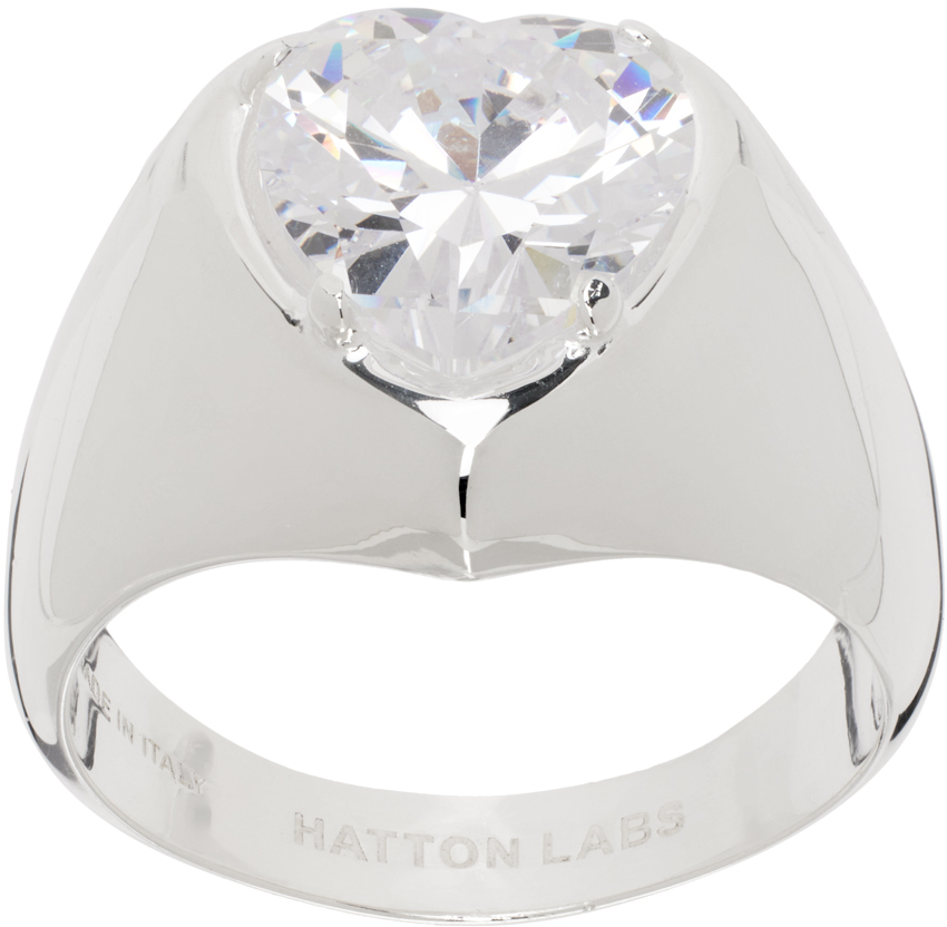 Hatton Labs: Silver Heart Signet Ring | SSENSE