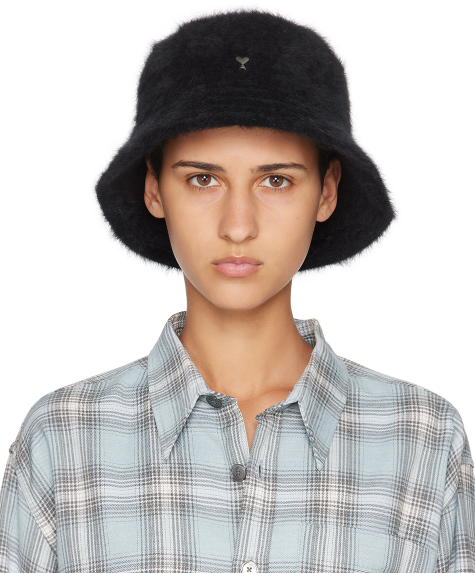 AMI ALEXANDRE MATTIUSSI BLACK AMI DE CŒUR STUD BUCKET HAT