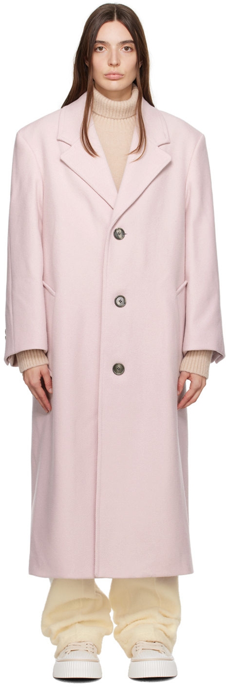 Ami Alexandre Mattiussi Pink Oversized Coat In Powder Pink/679