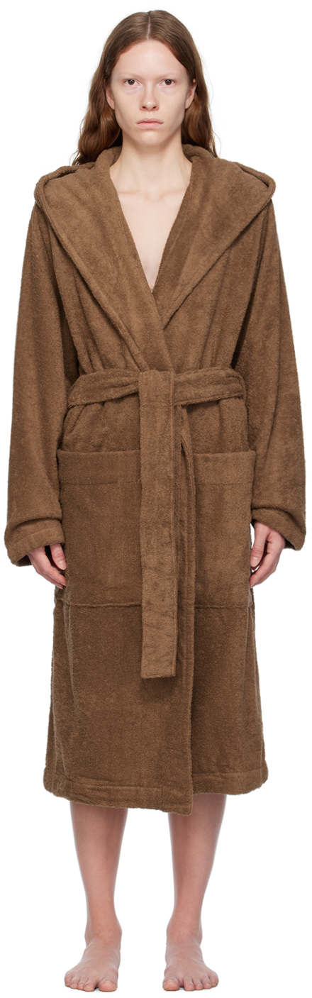 Tekla Brown Hooded Bathrobe