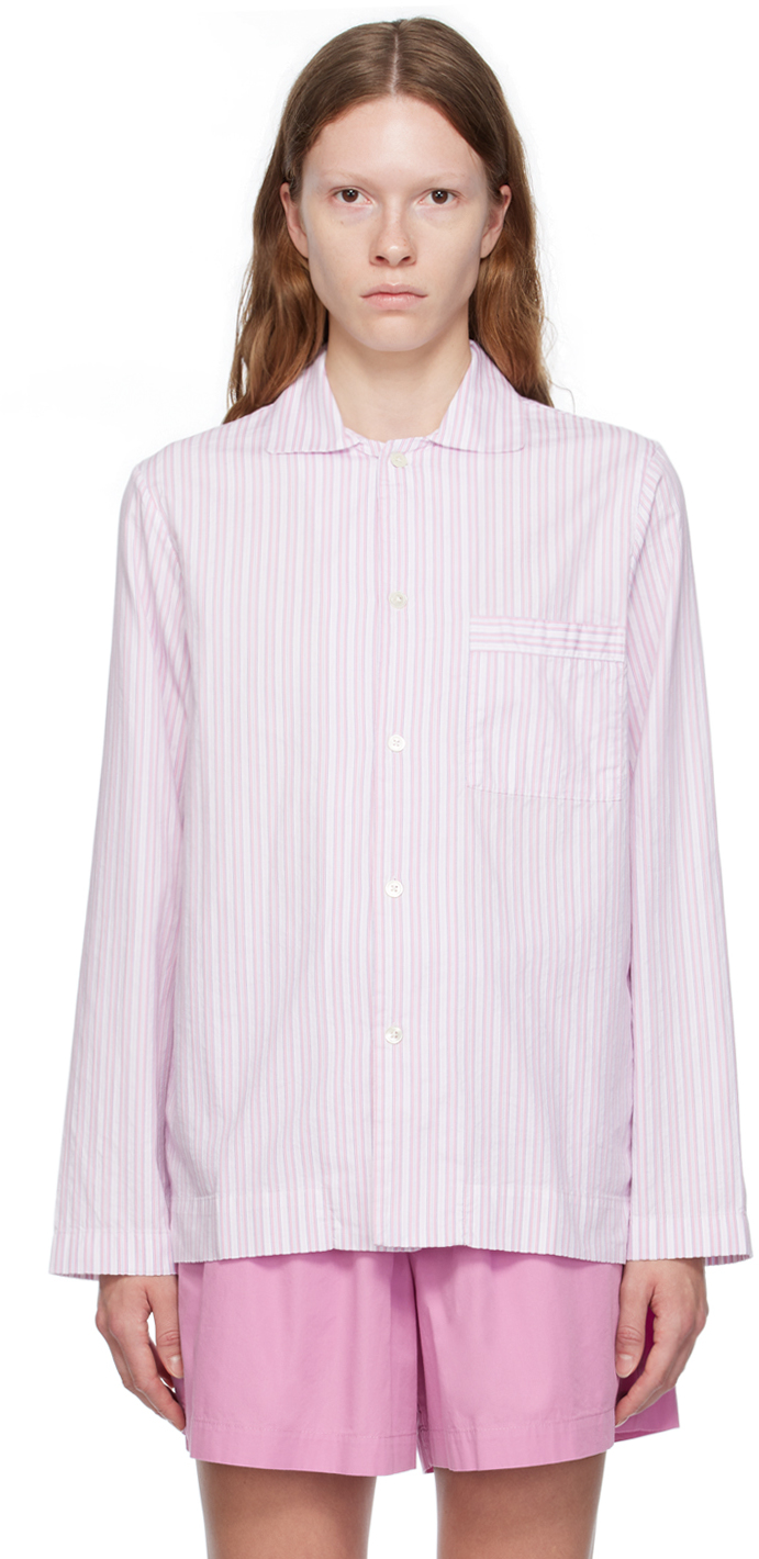 Pink & White Striped Pyjama Shirt