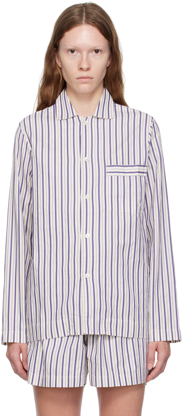 Purple & White Striped Pyjama Shirt