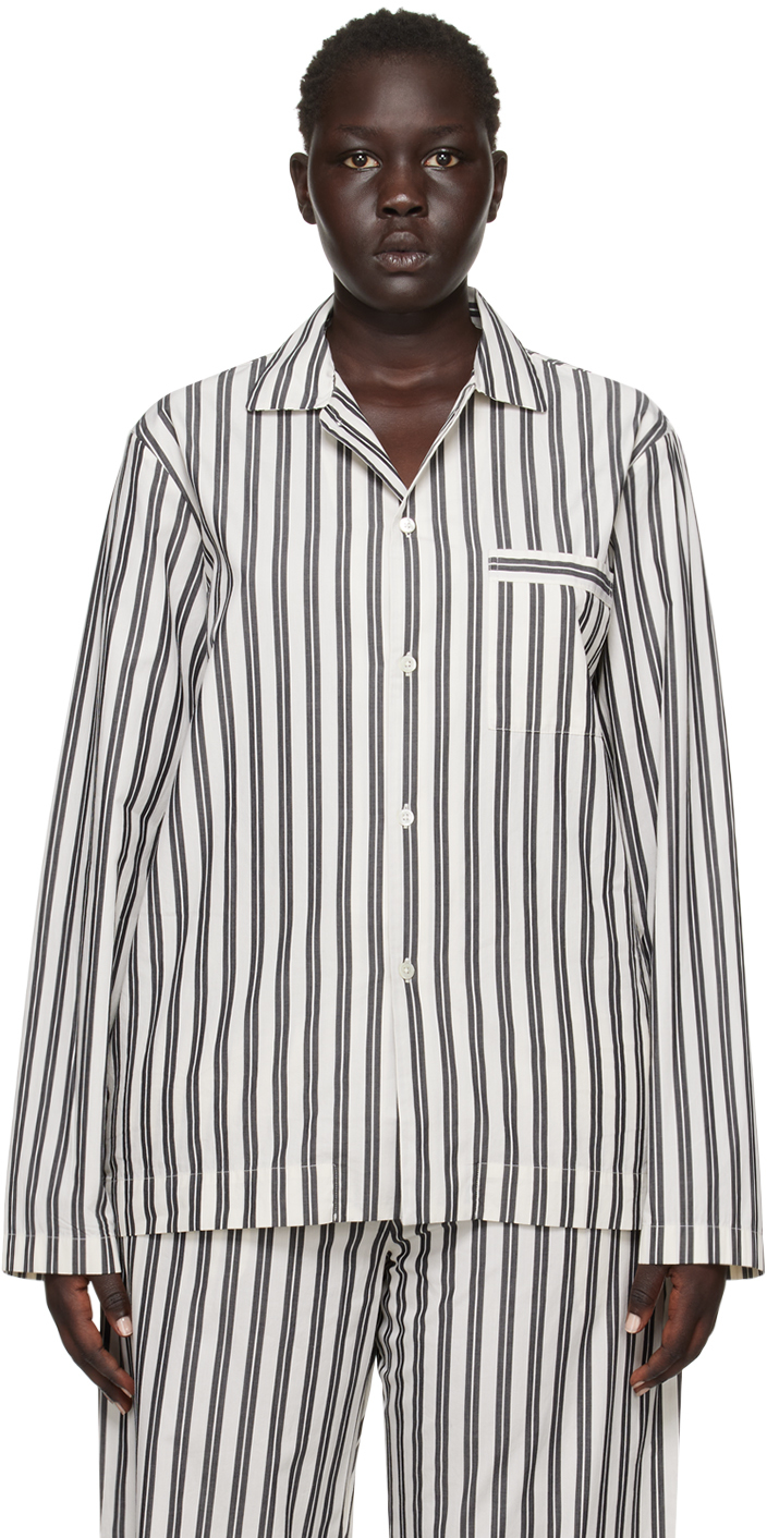White & Black Striped Pyjama Shirt