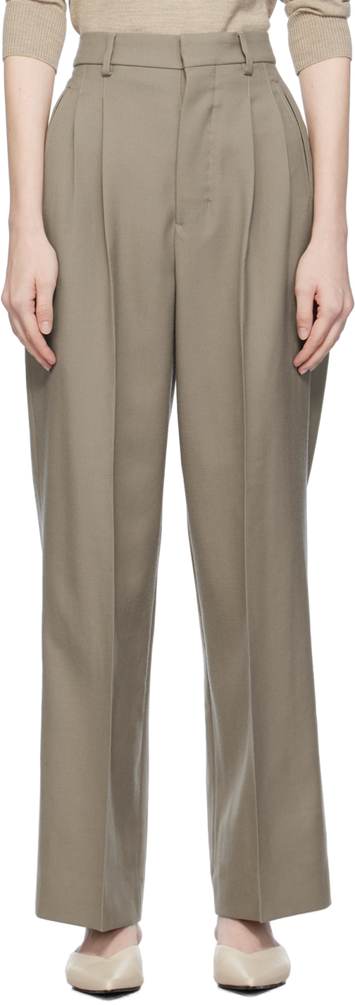 Taupe Straight-Fit Trousers