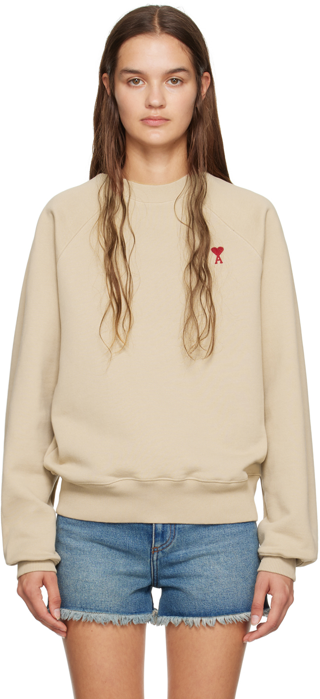 Taupe Ami de Cœur Sweatshirt by AMI Paris on Sale