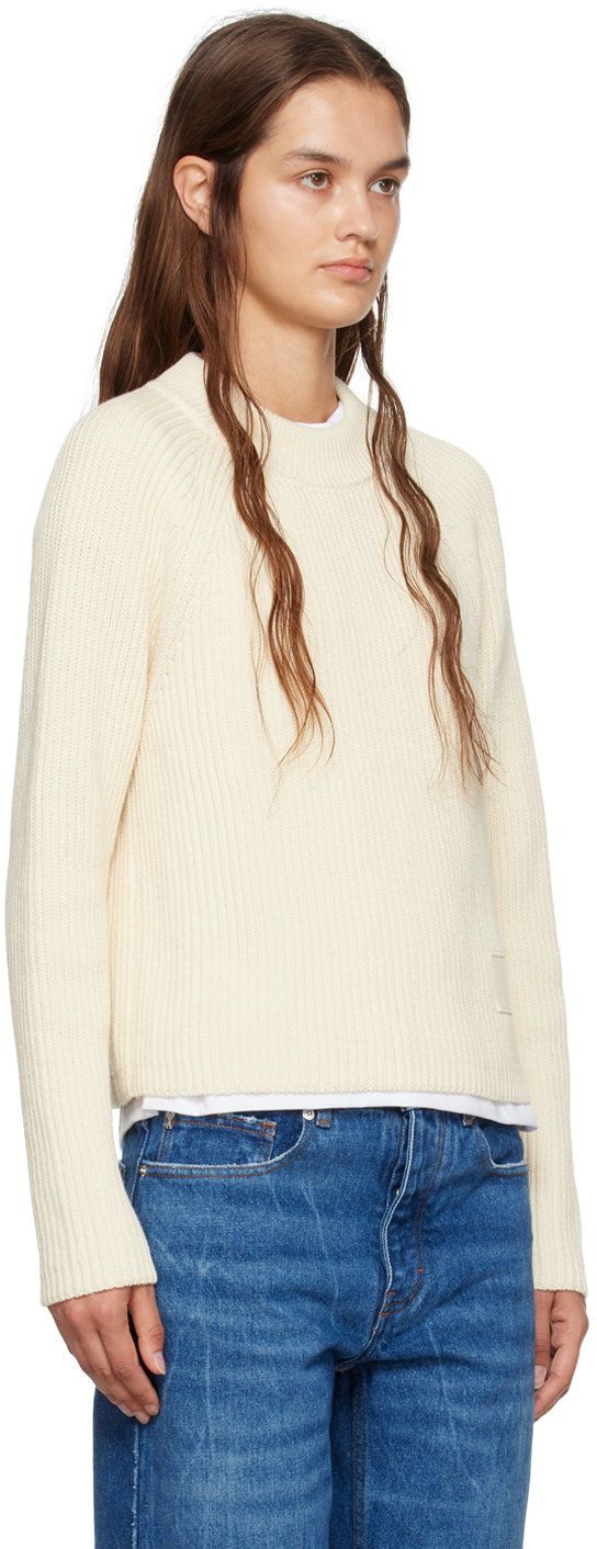 Ami Alexandre Mattiussi Off-white Patch Sweater In Ivory/185