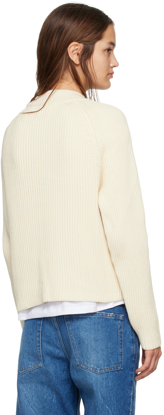 Ami Alexandre Mattiussi Off-white Patch Sweater In Ivory/185