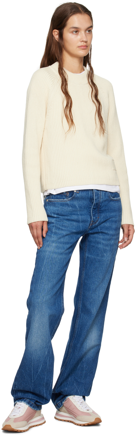 Ami Alexandre Mattiussi Off-white Patch Sweater In Ivory/185