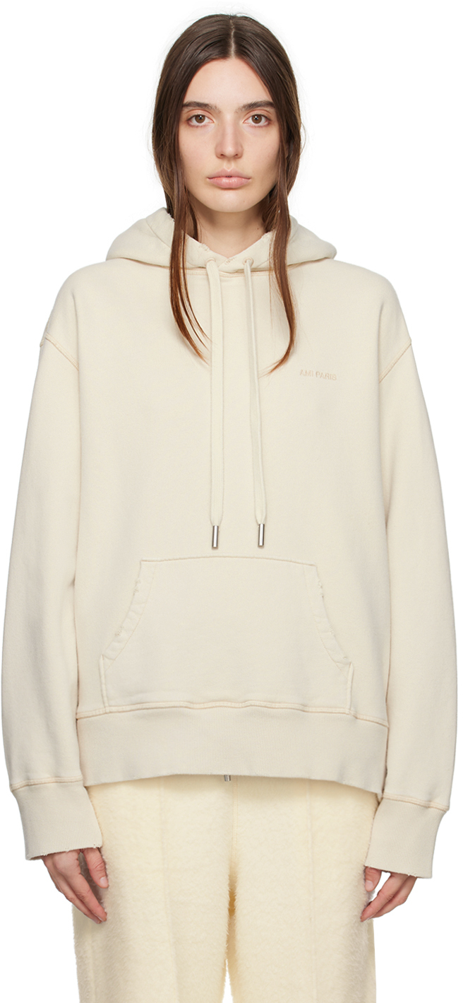 Ami Alexandre Mattiussi Off-white Fade Out Hoodie In Ivory/185