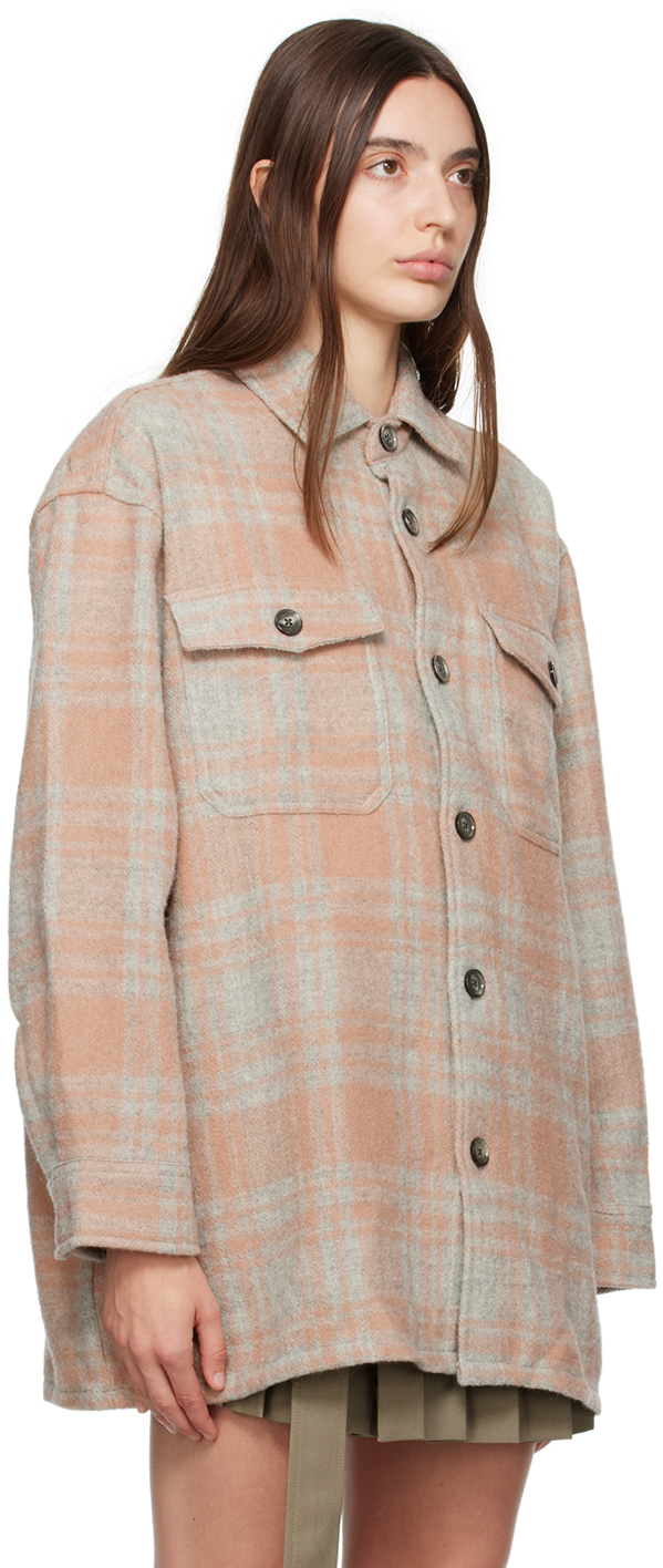 Ami Alexandre Mattiussi Karierte Hemdjacke In Pink/ Pearl Grey/665