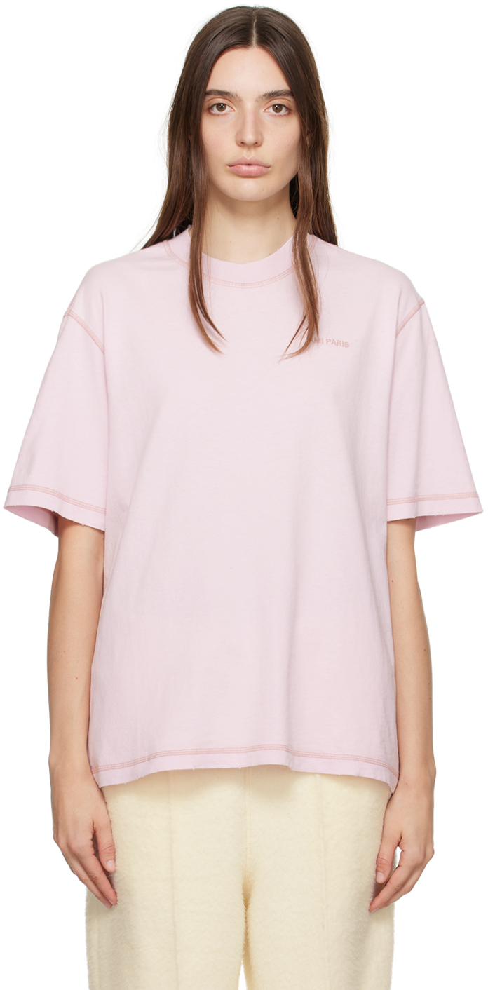 Shop Ami Alexandre Mattiussi Pink Fade Out T-shirt In Powder Pink/679