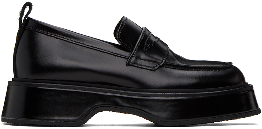 Black Square Toe Loafers by AMI Paris on Sale