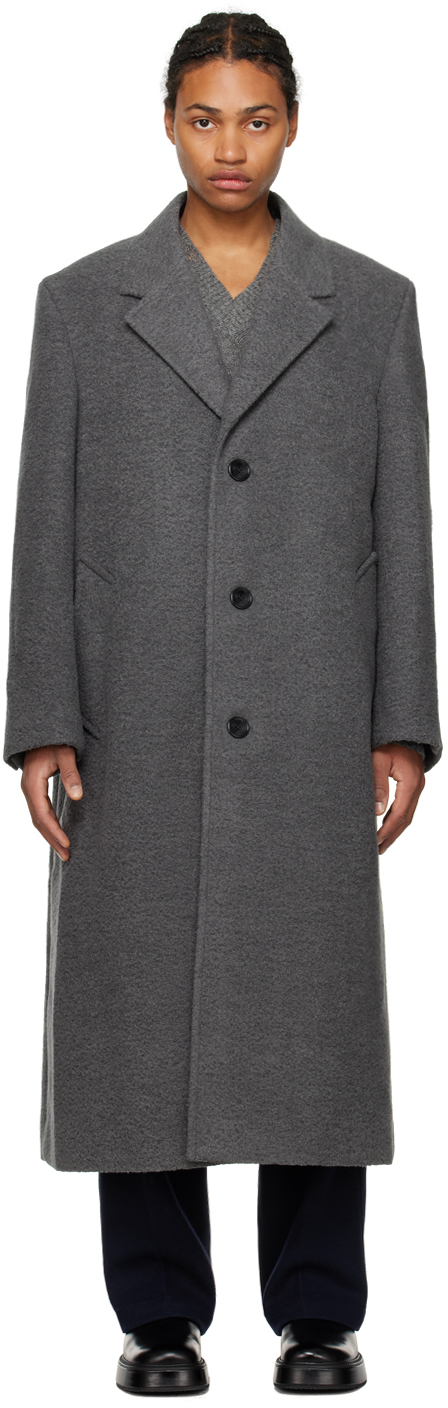 Ami Alexandre Mattiussi Gray Oversized Coat In Heather Grey/087