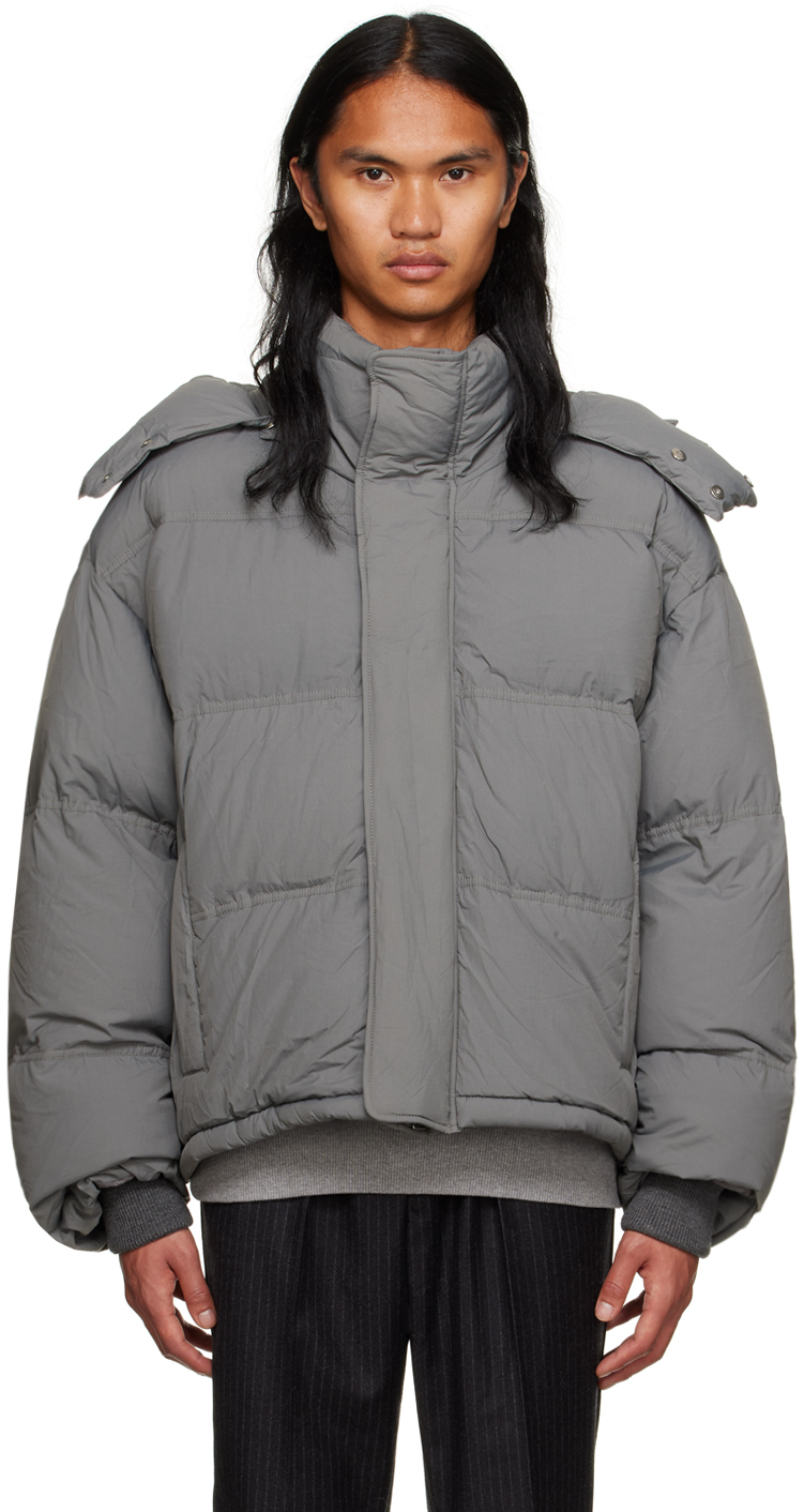 Gray Quilted Down Jacket