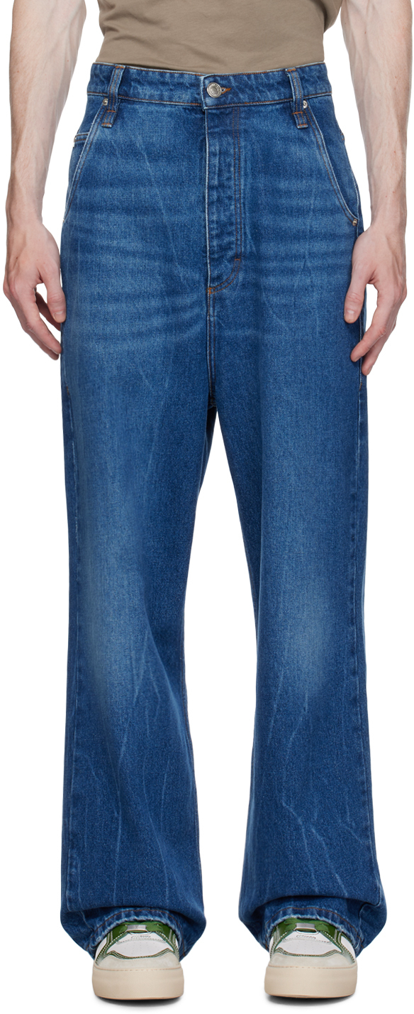 AMI Alexandre Mattiussi: Blue Baggy Fit Jeans | SSENSE UK