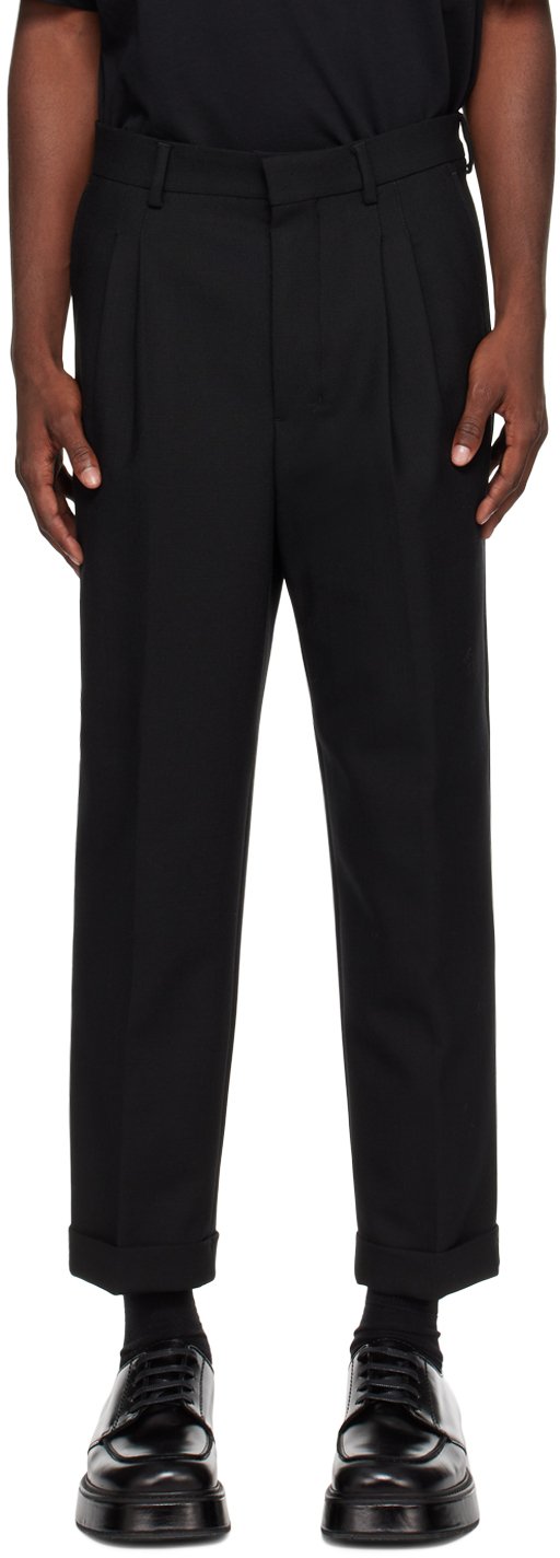 Black Carrot Fit Trousers by AMI Paris on Sale